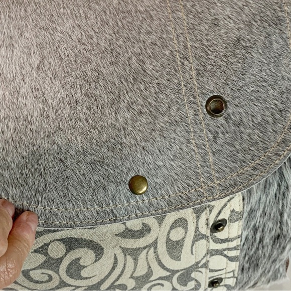 Myra Bag Factual Upcycled Canvas & Cowhide Messenger Bag S-1487 - Picture 3 of 5